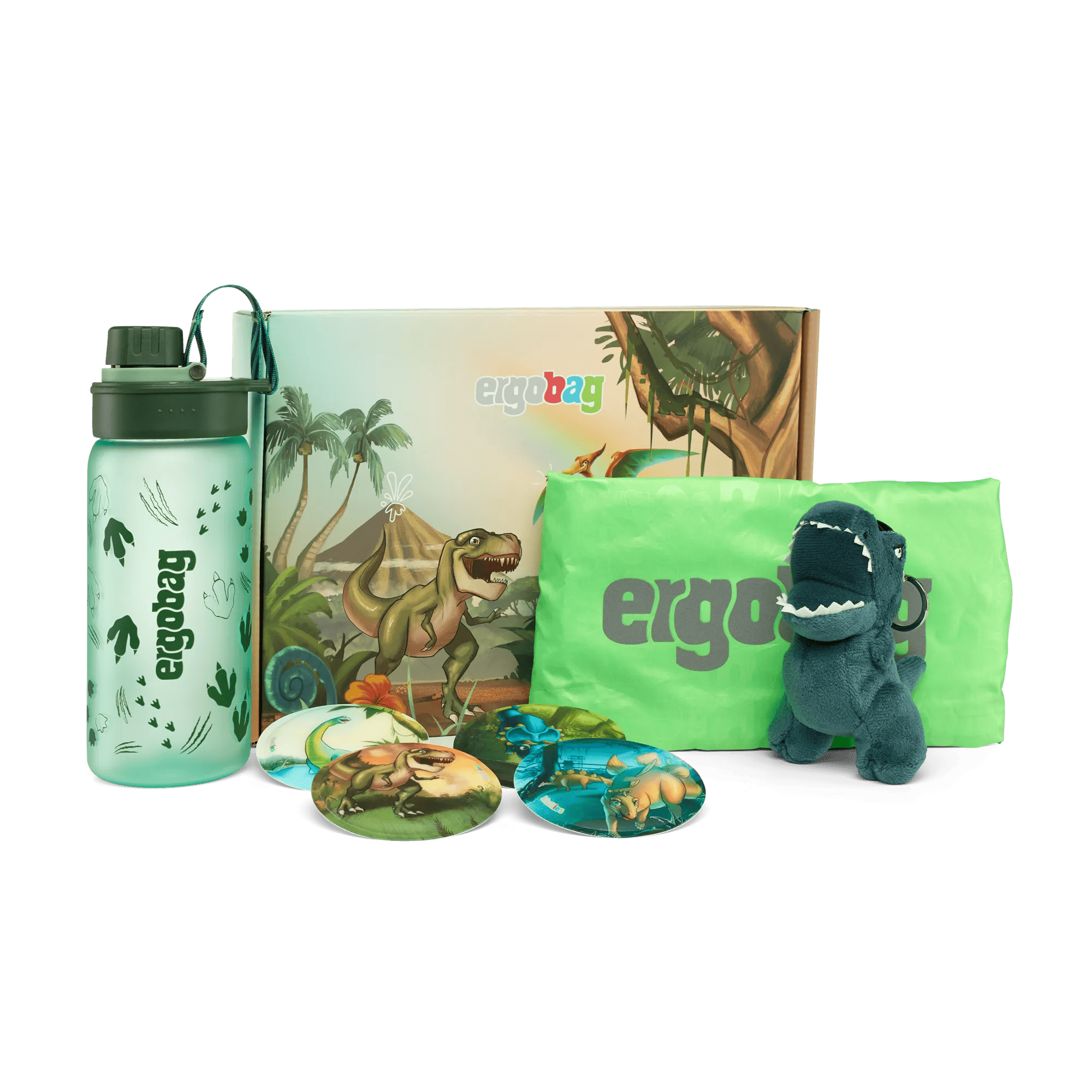 HUGS IDEA Dinosaurier Rucksack – Mit Kordelzug & Tiermuster – Leichter Polyester-Rucksack Für Schule & Sport