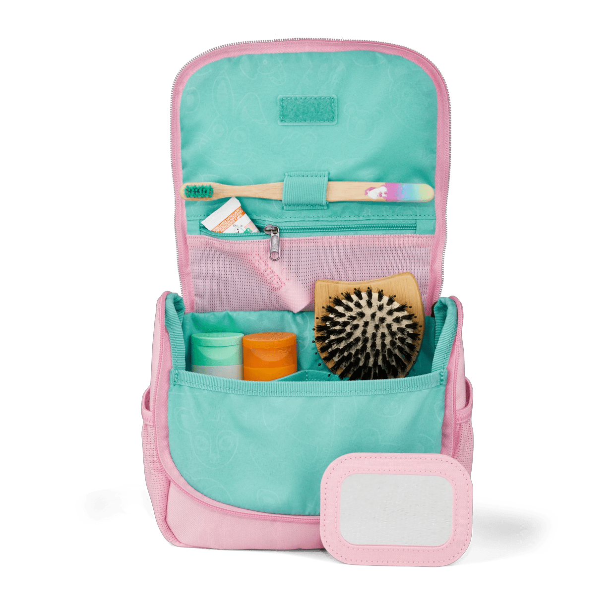 Beauty Case Affenzahn Per Bambini 1-5 Anni – Trousse Da Viaggio Con Specchio E Portaspazzolino, In Tessuto Riciclato